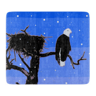 Bald Eagle in Winter  - Original Wildlife Art Cutting Board