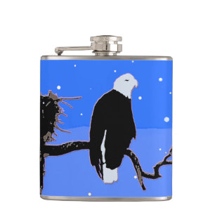 Bald Eagle in Winter - Original Wildlife Art Hip Flask