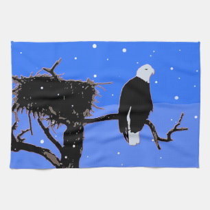 Bald Eagle in Winter - Original Wildlife Art Kitchen Towel