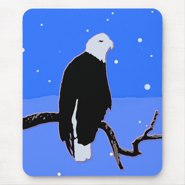 Bald Eagle in Winter  - Original Wildlife Art Mouse Pad (Front)