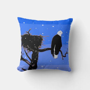 Bald Eagle in Winter  - Original Wildlife Art Throw Pillow