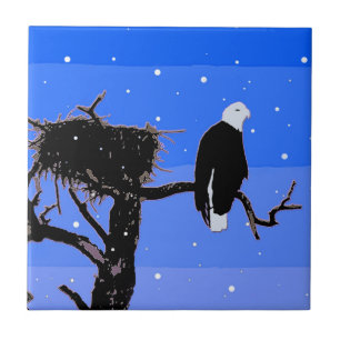 Bald Eagle in Winter  - Original Wildlife Art Tile