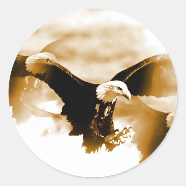 Bald Eagle Landing Classic Round Sticker (Front)