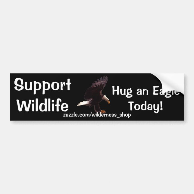 BALD EAGLE Landing Wildlife Support Bumper Sticker (Front)