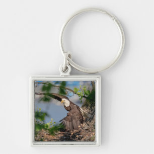 Bald Eagle leaving the nest Keychain