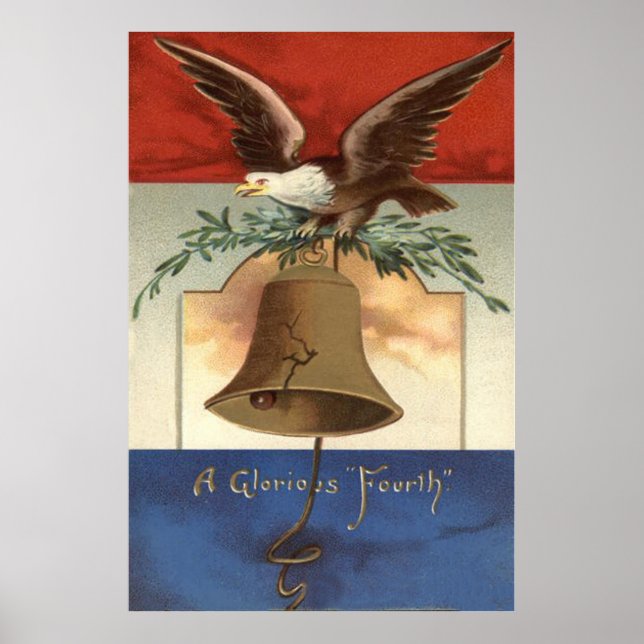 Bald Eagle Liberty Bell 4th of July Poster (Front)
