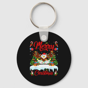 Bald Eagle Lover Xmas Lighting Santa Bald Eagle Ch Keychain