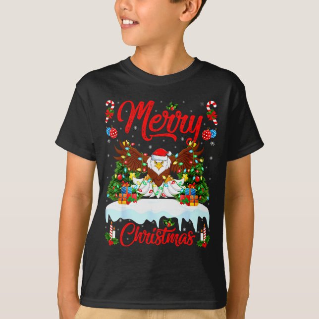 Bald Eagle Lover Xmas Lighting Santa Bald Eagle Ch T-Shirt (Front)