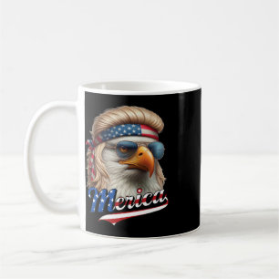 Bald Eagle Merica 4th July Eagle Blonde Mullet Fun Coffee Mug