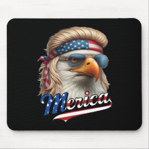 Bald Eagle Merica 4th July Eagle Blonde Mullet Fun Mouse Pad