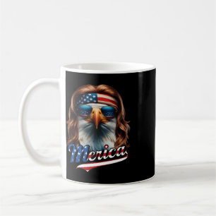 Bald Eagle Merica 4th July Eagle Mullet Funny Man  Coffee Mug