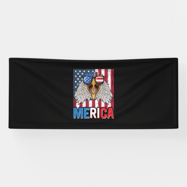 Bald Eagle Merica 4th of July Banner (Horizontal)