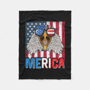 Bald Eagle Merica 4th of July Fleece Blanket