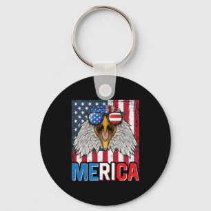 Bald Eagle Merica 4th of July Keychain
