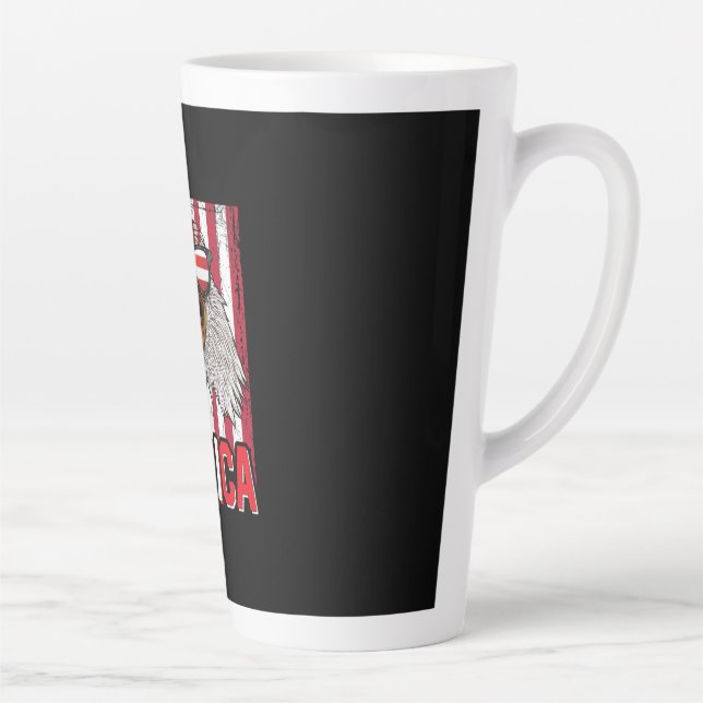 Bald Eagle Merica 4th of July Latte Mug (Right)