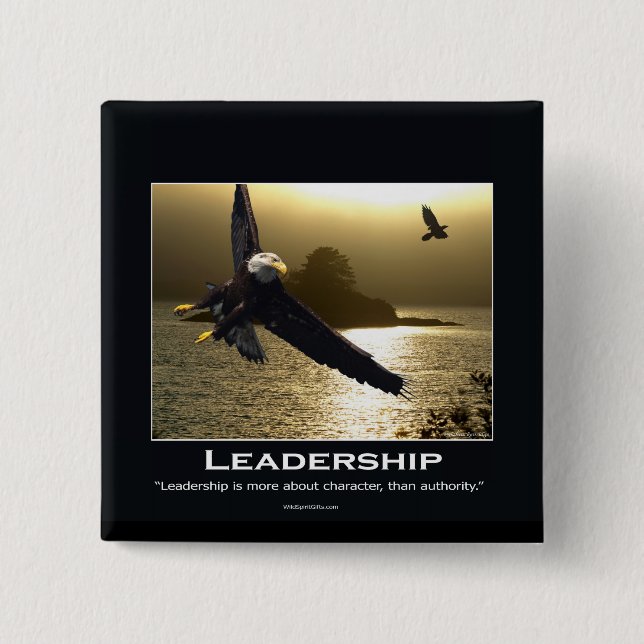 Bald Eagle Motivational Gifts 2 Inch Square Button (Front)