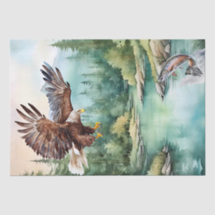 Bald Eagle Mountain River Trout Watercolor Tissue Paper