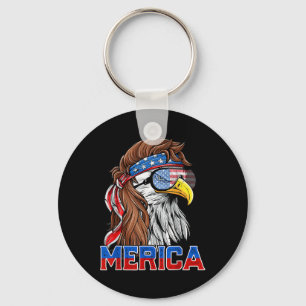Bald Eagle Mullet Merica American Flag Patriotic 4 Keychain
