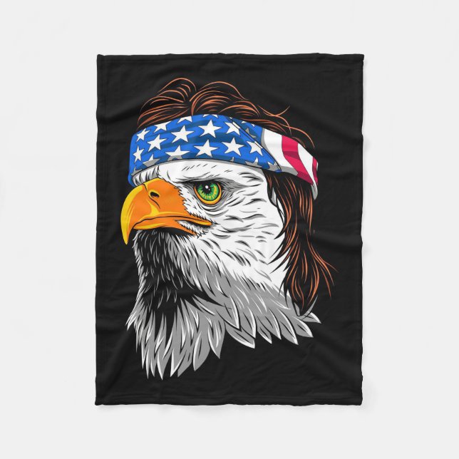 Bald Eagle Mullet USA Fleece Blanket (Front)