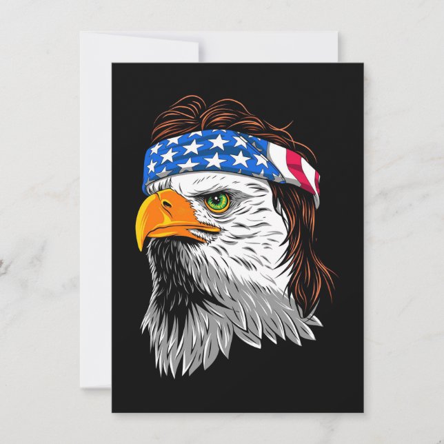 Bald Eagle Mullet USA Invitation (Front)