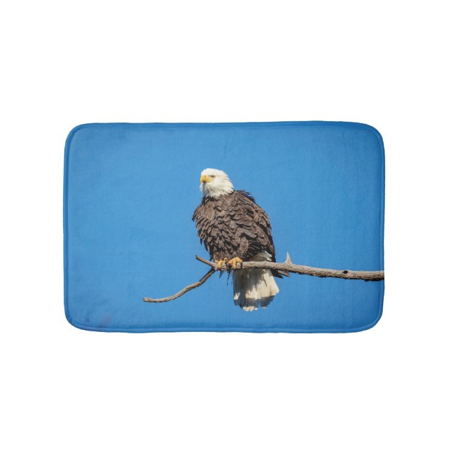 Bald Eagle on a tree branch Bath Mat (Front)