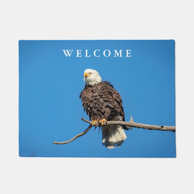 Bald Eagle on a tree branch Doormat (Front)
