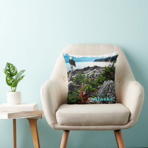 Bald Eagle On Alaska Coast Throw Pillow