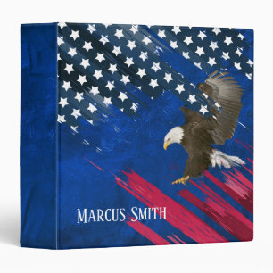 Bald Eagle on American Flag and Leather Binder
