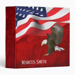 Bald Eagle on American Flag and Leather Binder