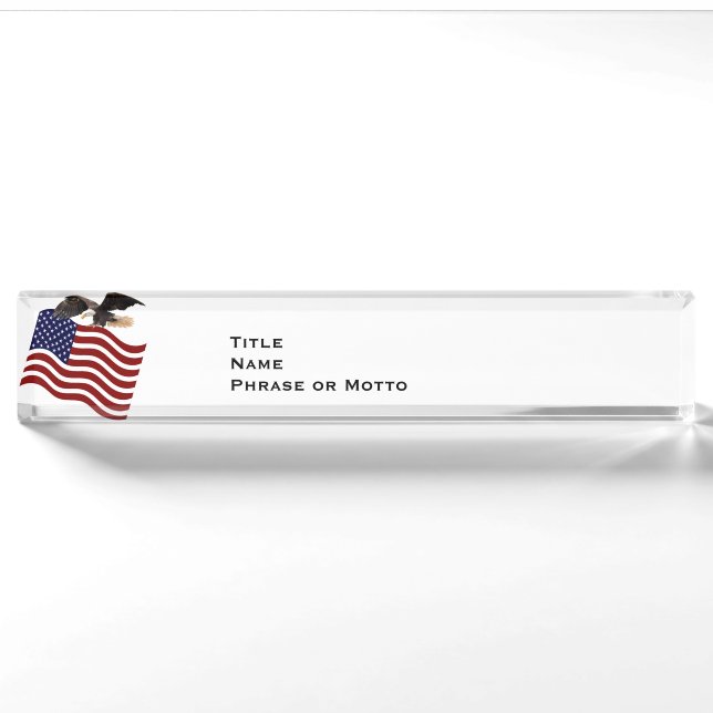 Bald Eagle on American Flag red white blue Nameplate (Front)