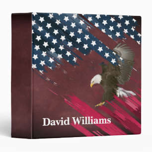 Bald Eagle on American FlagOn Maroon Binder