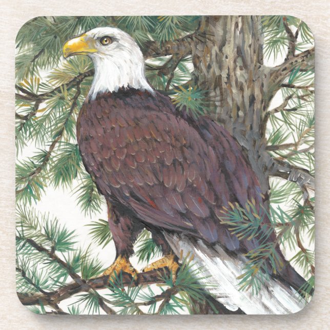 Bald Eagle on Branch Coaster (Front)