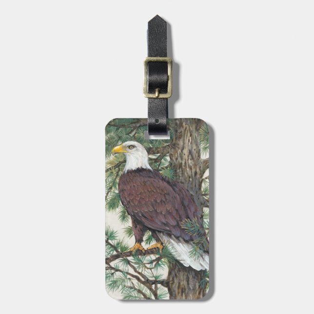 Bald Eagle on Branch Luggage Tag (Front Vertical)