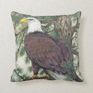 Bald Eagle on Branch Throw Pillow