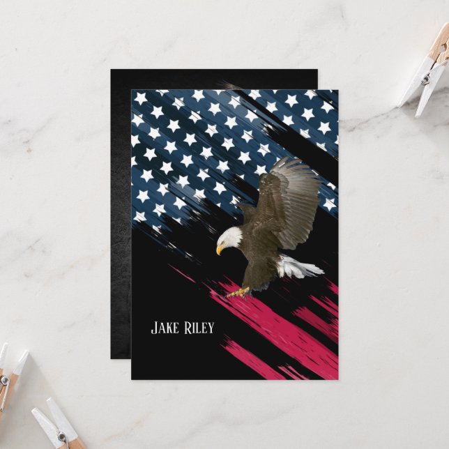 Bald Eagle on Flag Invitation (Front/Back In Situ)