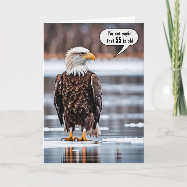 Bald Eagle On Ice For 55th Birthday Card (Front)