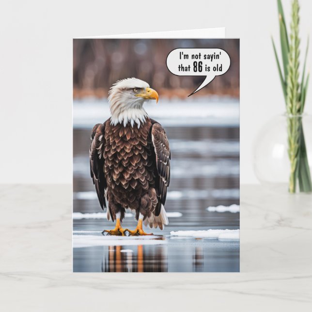 Bald Eagle On Ice For 86th Birthday Card (Front)