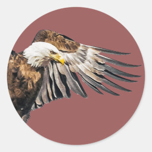 Bald Eagle on the Wing Classic Round Sticker