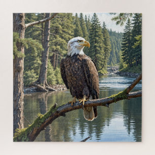 Bald Eagle On Tree Branch Jigsaw Puzzle