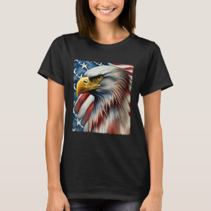 Bald Eagle On USA Flag 4th of July Patriotic Party T-Shirt