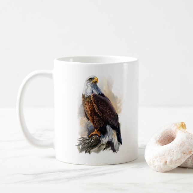 Bald Eagle Painting Coffee Mug (With Donut)