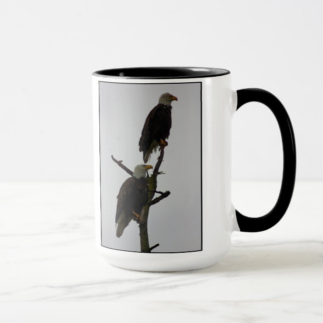 bald eagle pair in the rain mug (Right)