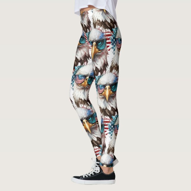 Bald Eagle pattern modern & unique USA  symbol  Leggings (Left)