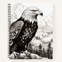 Bald Eagle Peaceful Nature Prairie Sketch Drawing
