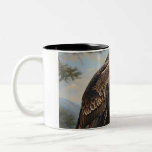 Bald Eagle Perched On A Tree Oil Painting Art Two-Tone Coffee Mug