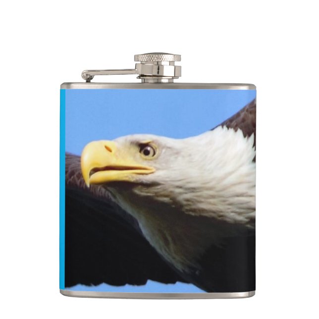 Bald Eagle Portrait Hip Flask (Front)