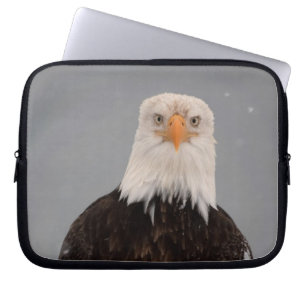 Bald Eagle Portrait in the Snow, Haliaeetus Laptop Sleeve