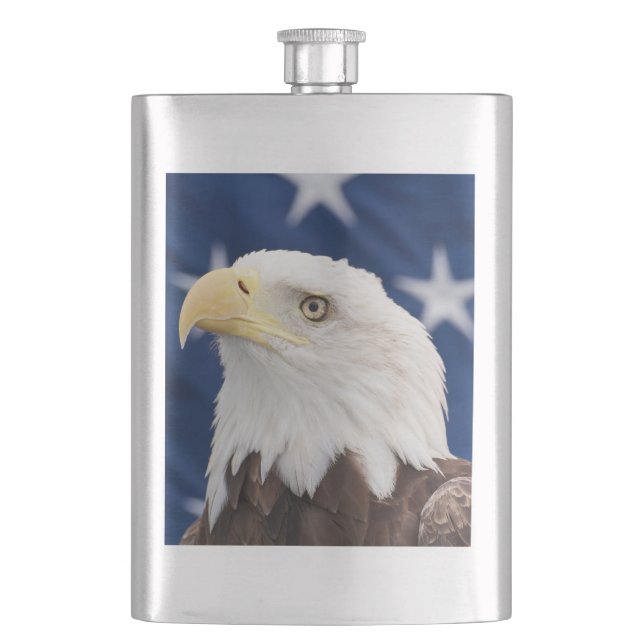 Bald Eagle Portrait with stars Hip Flask (Front)