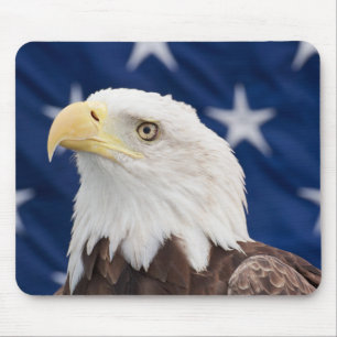 Bald Eagle Portrait with stars Mouse Pad