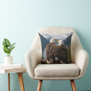 Bald Eagle Protecting His Mate Throw Pillow